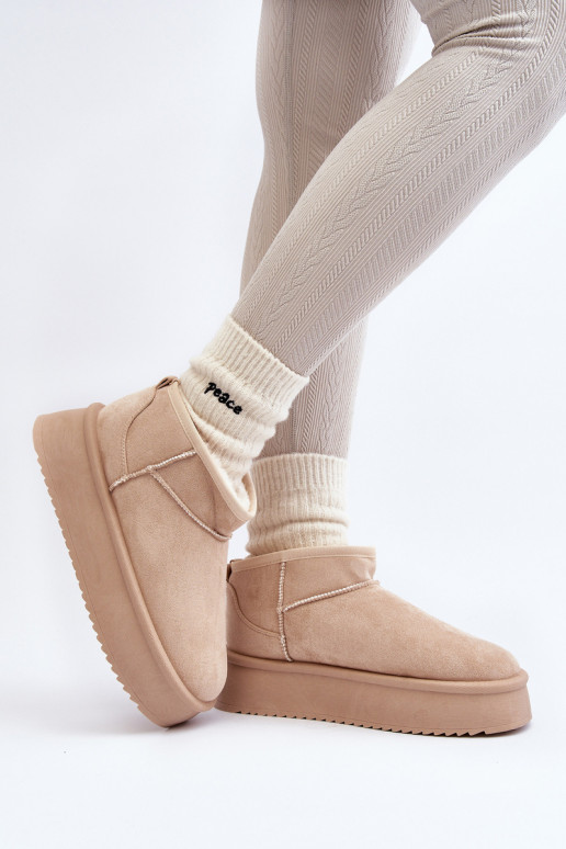 bottes de neige à semelle massive beige Caliksa