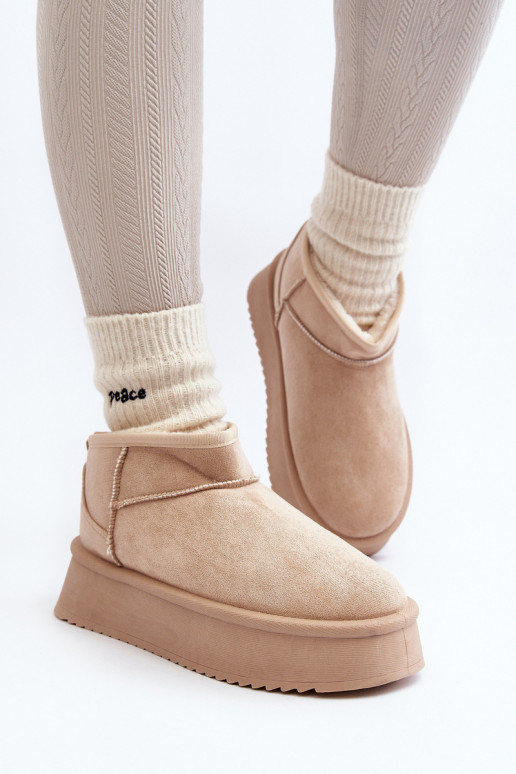 bottes de neige à semelle massive beige Caliksa