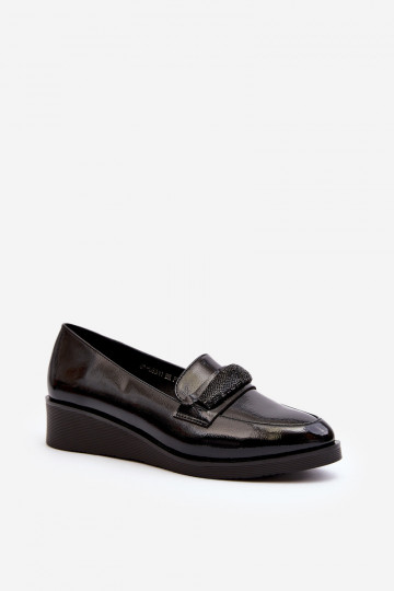 Chaussures en cuir verni pour femmes de couleur noire Polike