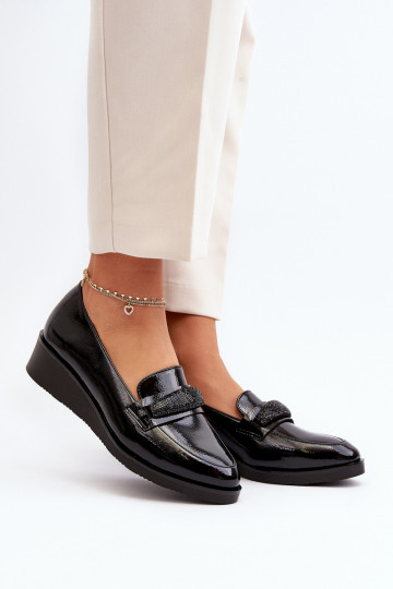 Chaussures en cuir verni pour femmes de couleur noire Polike 2