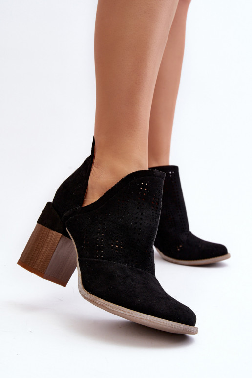 Bottines Niartima pour femme à éléments ajourés et talons en noir Bottines Niartima pour femme à éléments ajourés et talons en noir