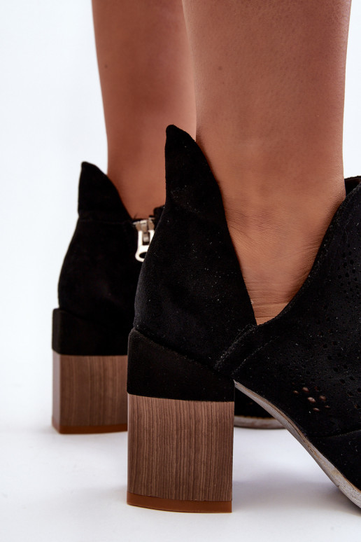 Bottines Niartima pour femme à éléments ajourés et talons en noir Bottines Niartima pour femme à éléments ajourés et talons en noir