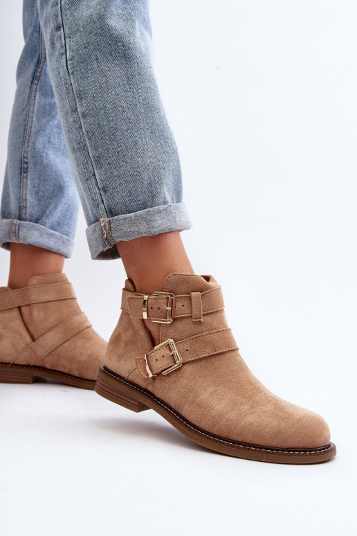 Bottines à talons larges à rayures beige Melviana Bottines à talons larges à rayures beige Melviana