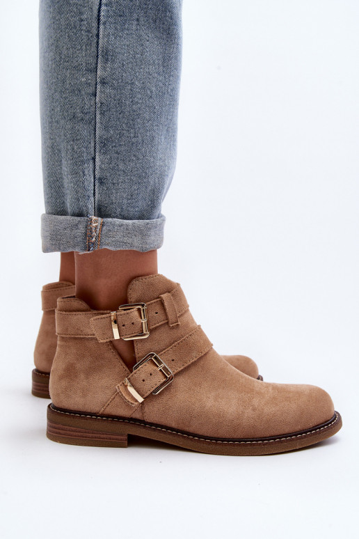 Bottines à talons larges à rayures beige Melviana Bottines à talons larges à rayures beige Melviana