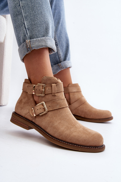 Bottines à talons larges à rayures beige Melviana Bottines à talons larges à rayures beige Melviana