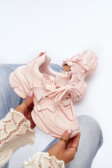 Chaussures modèle baskets à semelles massives à la mode de couleur rose Windamella 2