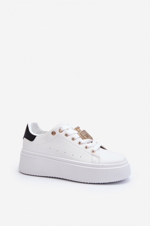 Chaussures modèle baskets avec ornements de couleur blanche Celedria