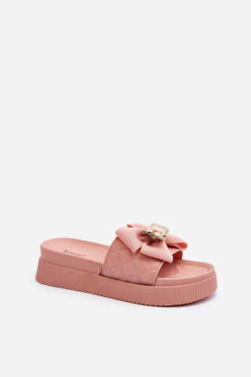 Chaussons pour femmes avec nœud et ours, Rožinė Katterina