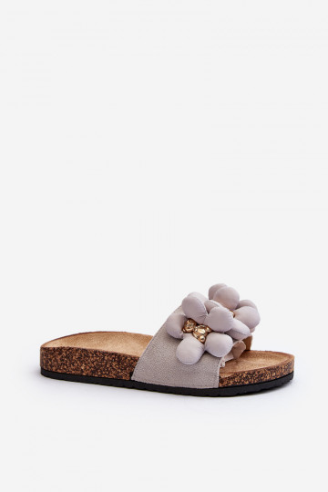 Chaussons pour femmes avec de beaux détails de couleur grise Bunlia