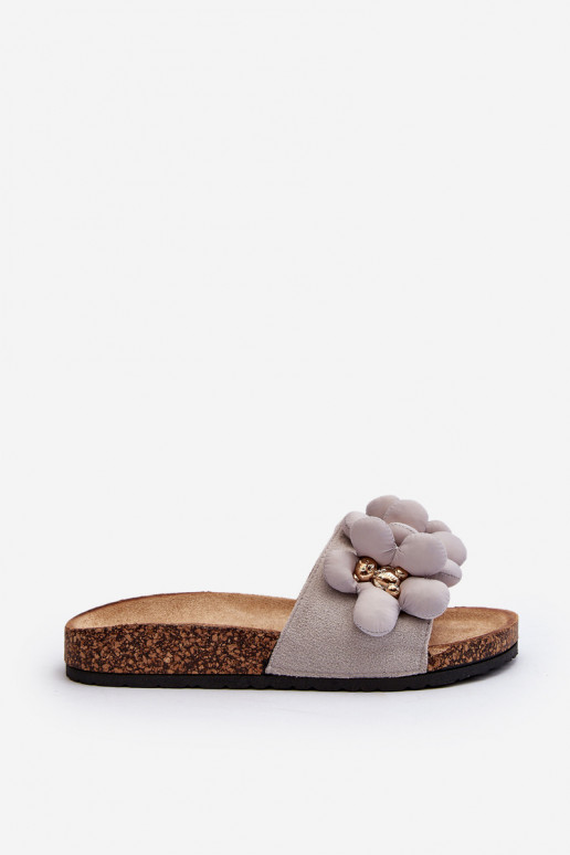 Chaussons pour femmes avec de beaux détails de couleur grise Bunlia