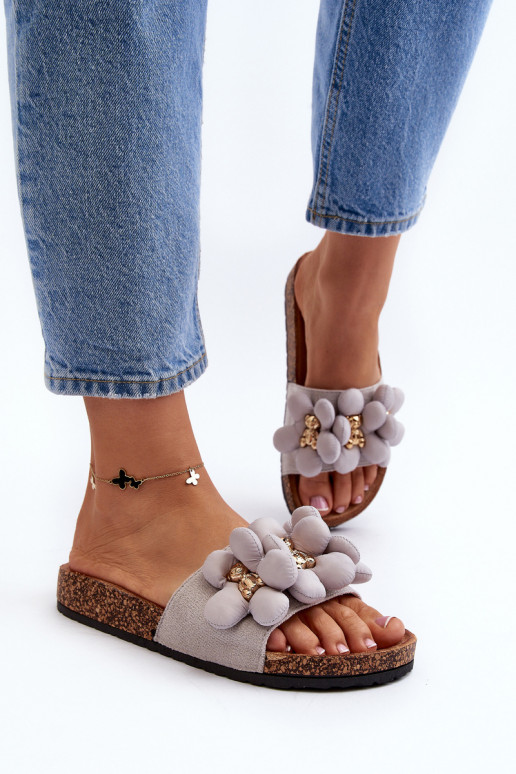 Chaussons pour femmes avec de beaux détails de couleur grise Bunlia