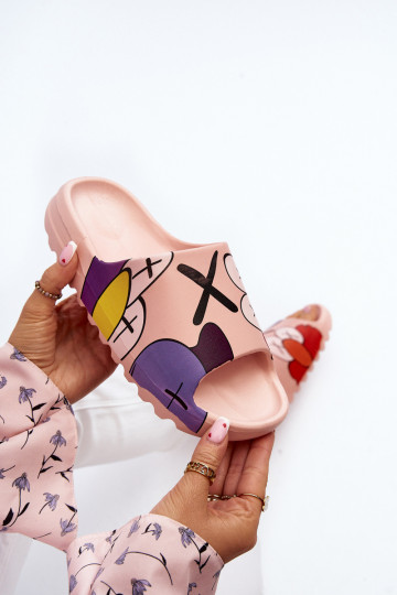 Chaussons en caoutchouc avec monstres roses