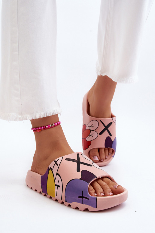 Chaussons en caoutchouc avec monstres roses