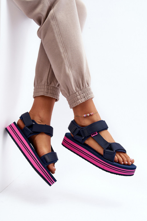 Sandales plateforme femme Lee Cooper LCW-24-05-2754L bleu foncé