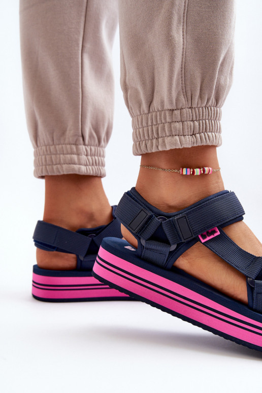 Sandales plateforme femme Lee Cooper LCW-24-05-2754L bleu foncé