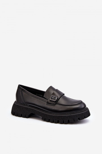 mocassins pour femmes à lanières de couleur noire Flanila