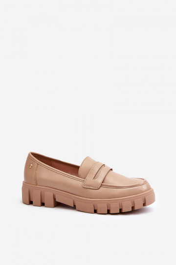Mocassins en éco-cuir beige Seravisa