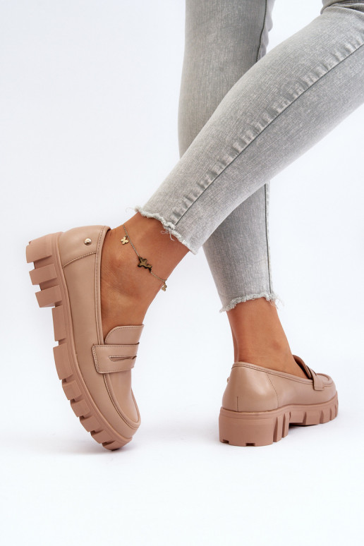 Mocassins en éco-cuir beige Seravisa