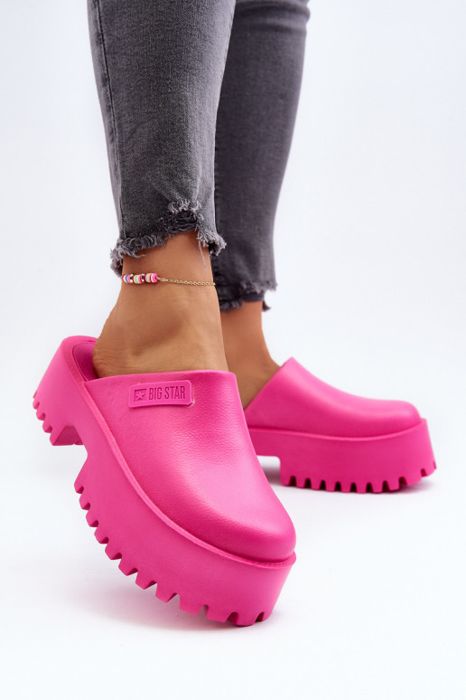 Chaussons pour femmes à semelles massives à la mode Big Star NN274019 couleur rose