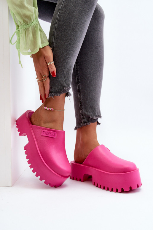 Chaussons pour femmes à semelles massives à la mode Big Star NN274019 couleur rose