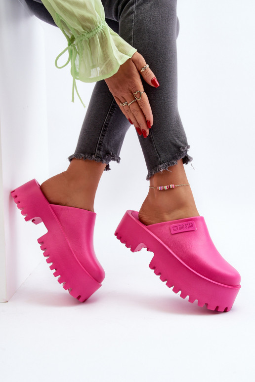 Chaussons pour femmes à semelles massives à la mode Big Star NN274019 couleur rose