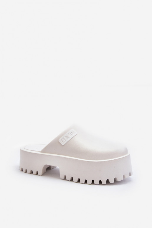 Pantoufles à semelles massives à la mode Big Star NN274015 couleur blanche