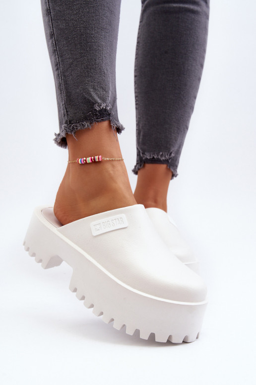 Pantoufles à semelles massives à la mode Big Star NN274015 couleur blanche