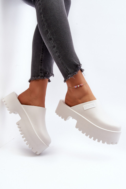 Pantoufles à semelles massives à la mode Big Star NN274015 couleur blanche