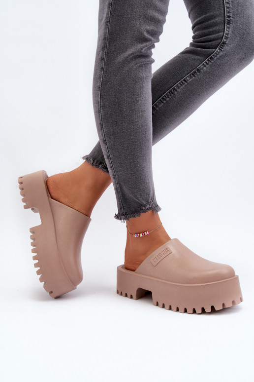 Chaussons à semelles massives tendance Big Star NN274016 beige