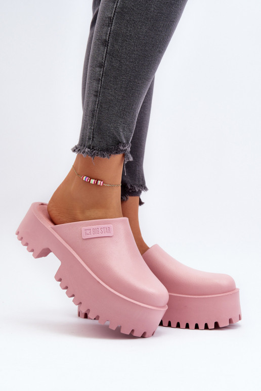 Chaussons à semelles massives à la mode Big Star NN274020 couleur rose