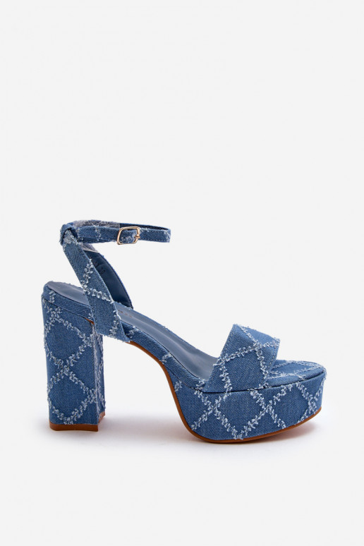 Sandales à talons en jean de couleur bleue Acrana
