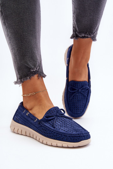 Mocassins avec rubans pour femmes en bleu marine Reece