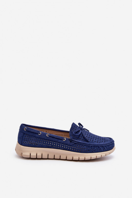 Mocassins avec rubans pour femmes en bleu marine Reece