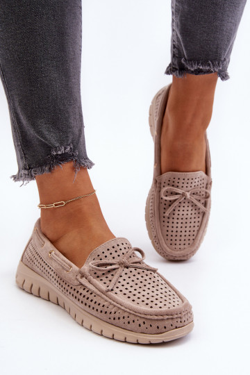 Mocassins pour femmes avec rubans beiges Reece