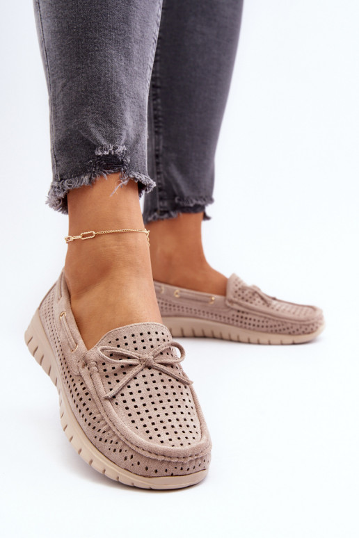 Mocassins pour femmes avec rubans beiges Reece