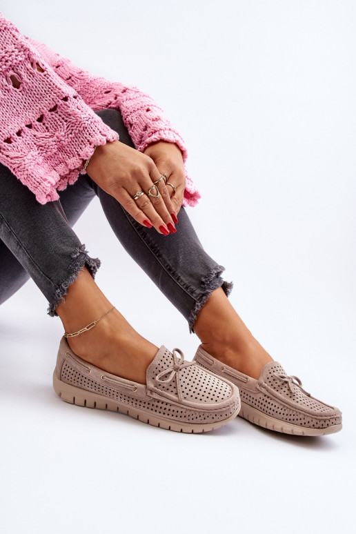 Mocassins pour femmes avec rubans beiges Reece