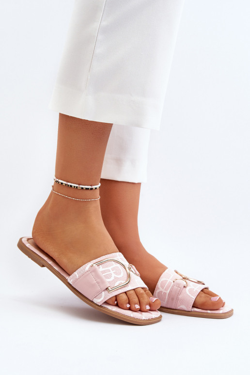 avec brillance Chaussons pour femmes avec ornements en rose Taleci