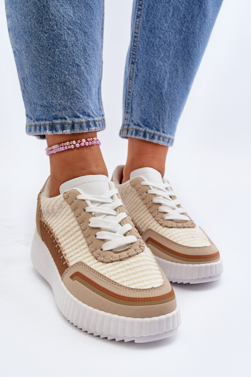 Chaussures modèle baskets à plateforme beige Redala