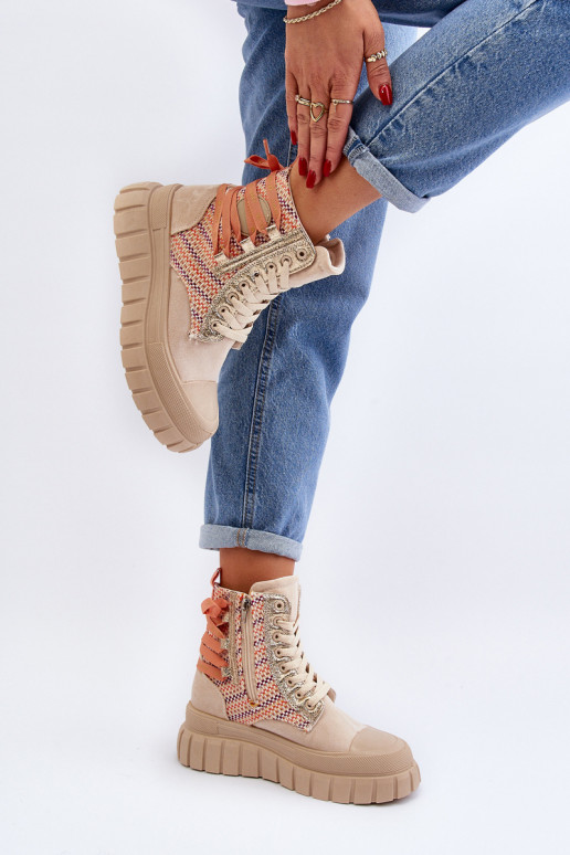 Chaussures de loisirs avec plateforme de couleur beige Kernia