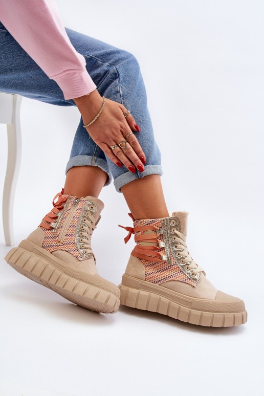 Chaussures de loisirs avec plateforme de couleur beige Kernia