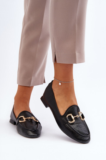 mocassins pour femmes à talons larges avec ornements noirs Iluvana 2