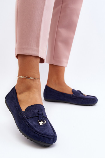 en daim modèle Classique Mocassins couleur bleu foncé Ontala