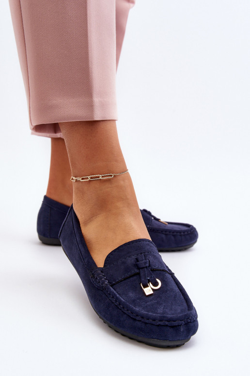 en daim modèle Classique Mocassins couleur bleu foncé Ontala