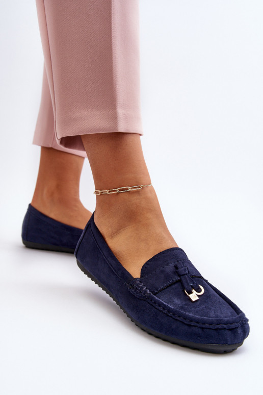 en daim modèle Classique Mocassins couleur bleu foncé Ontala