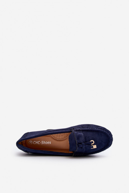 en daim modèle Classique Mocassins couleur bleu foncé Ontala