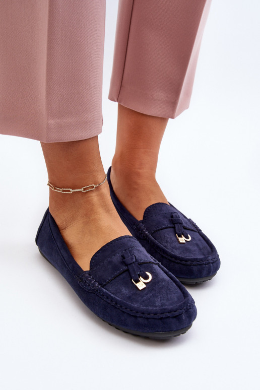 en daim modèle Classique Mocassins couleur bleu foncé Ontala
