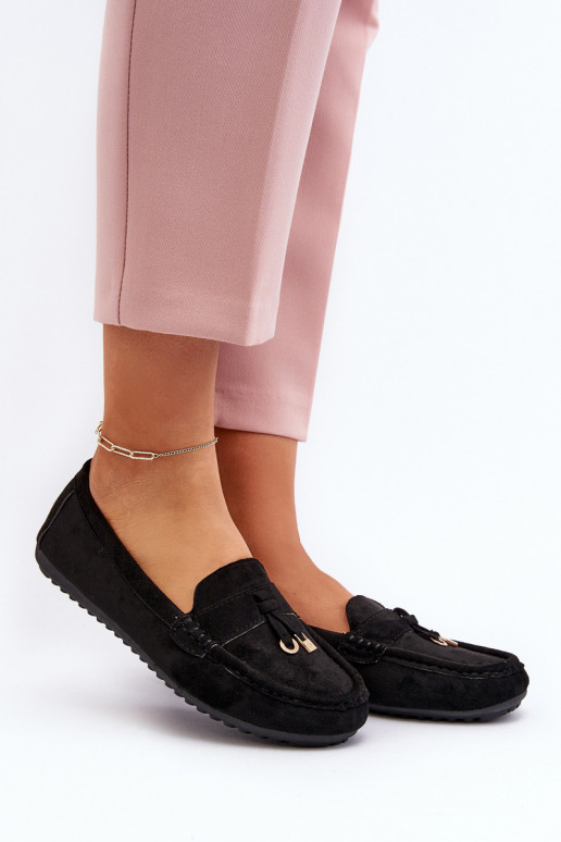 en suède modèle Classique Mocassins couleur noir Ontala