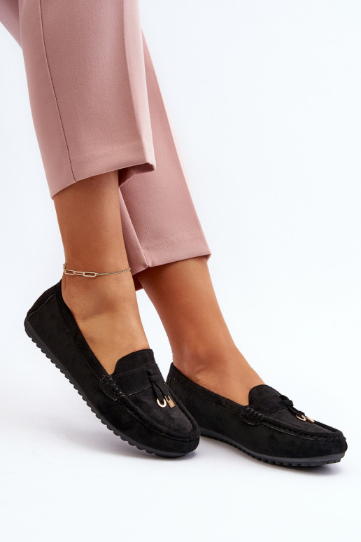 en suède modèle Classique Mocassins couleur noir Ontala