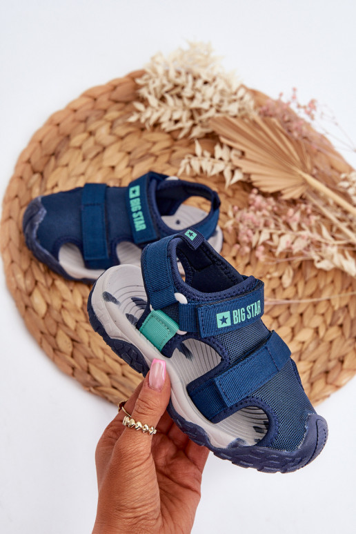 sandales pour garçon avec attaches adhésives Big Star NN374236 bleu foncé