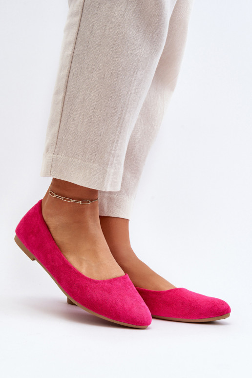 Ballerines en daim couleur rose Kommia